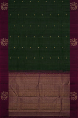 Image of Arani Silk Kattam Green Saree