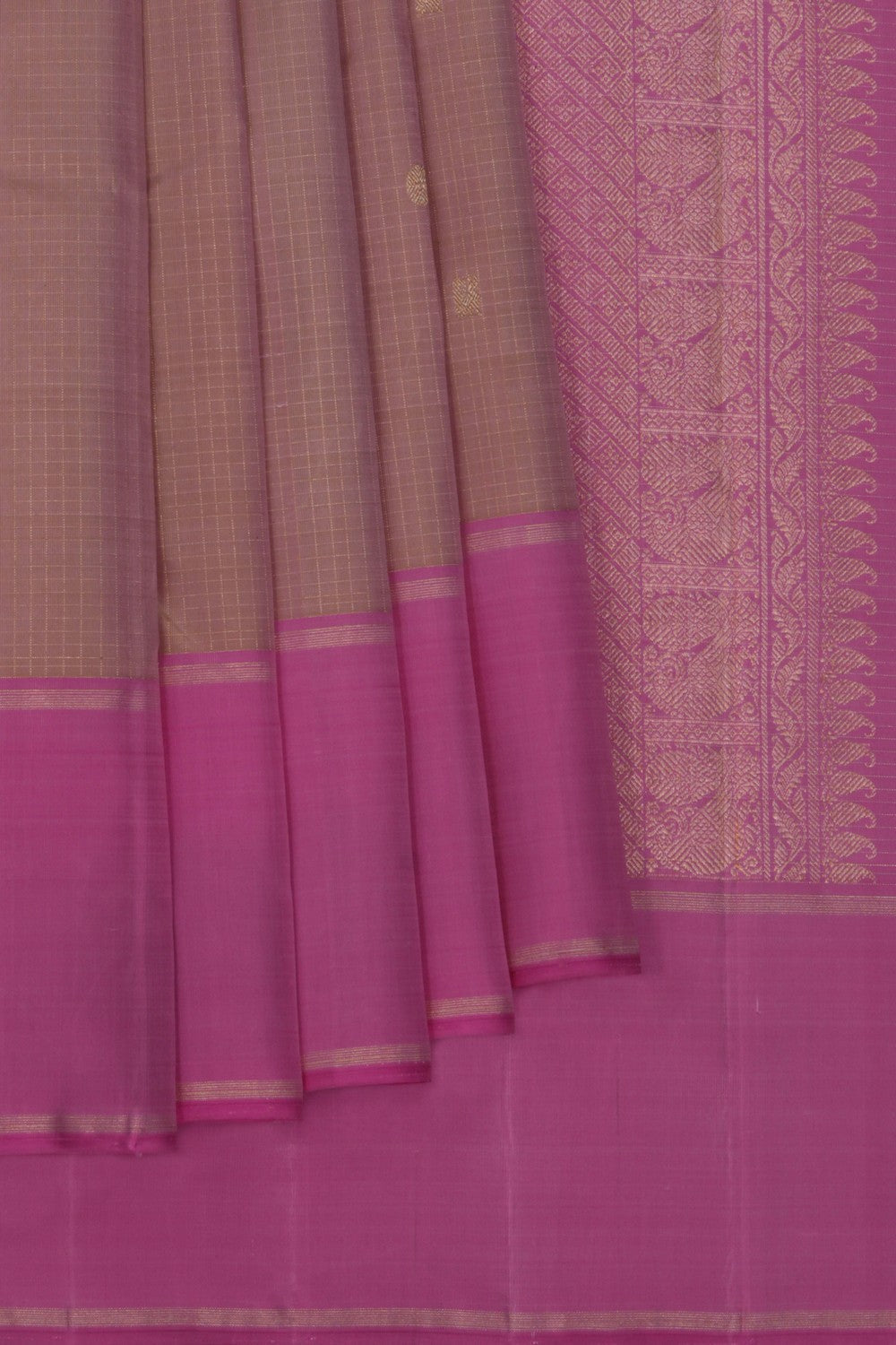 Image of Arani Silk Kattam Beige Saree