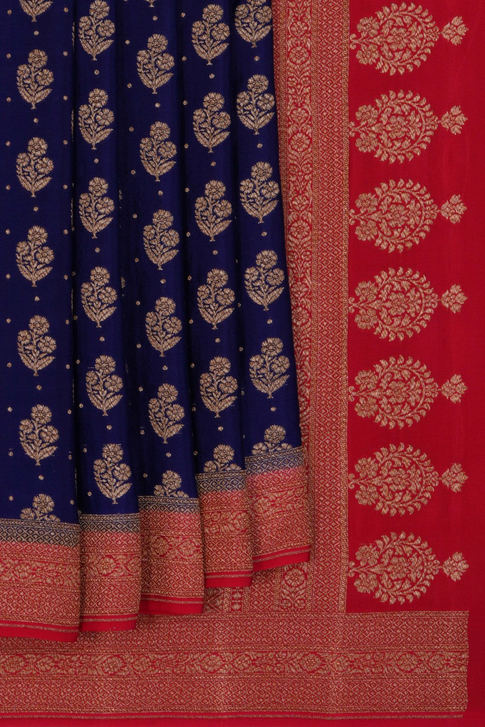 Image of Banarasi Crepe Navy Blue Saree