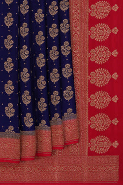 Image of Banarasi Crepe Navy Blue Saree