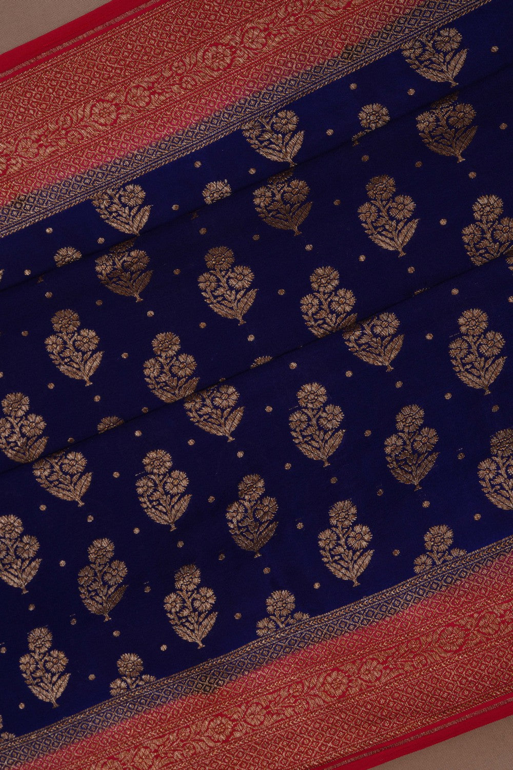 Image of Banarasi Crepe Navy Blue Saree