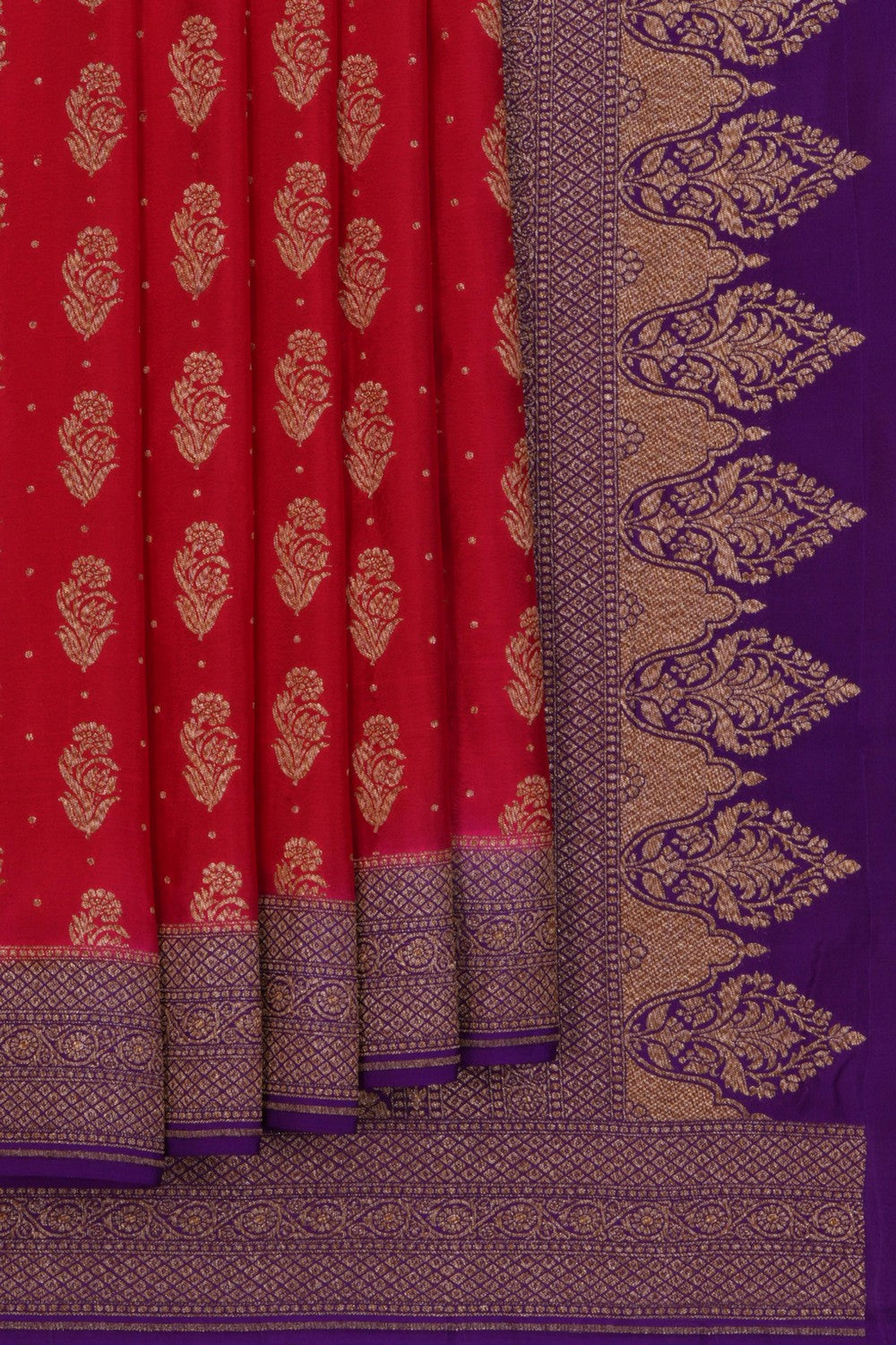 Banarasi Crepe Red Saree