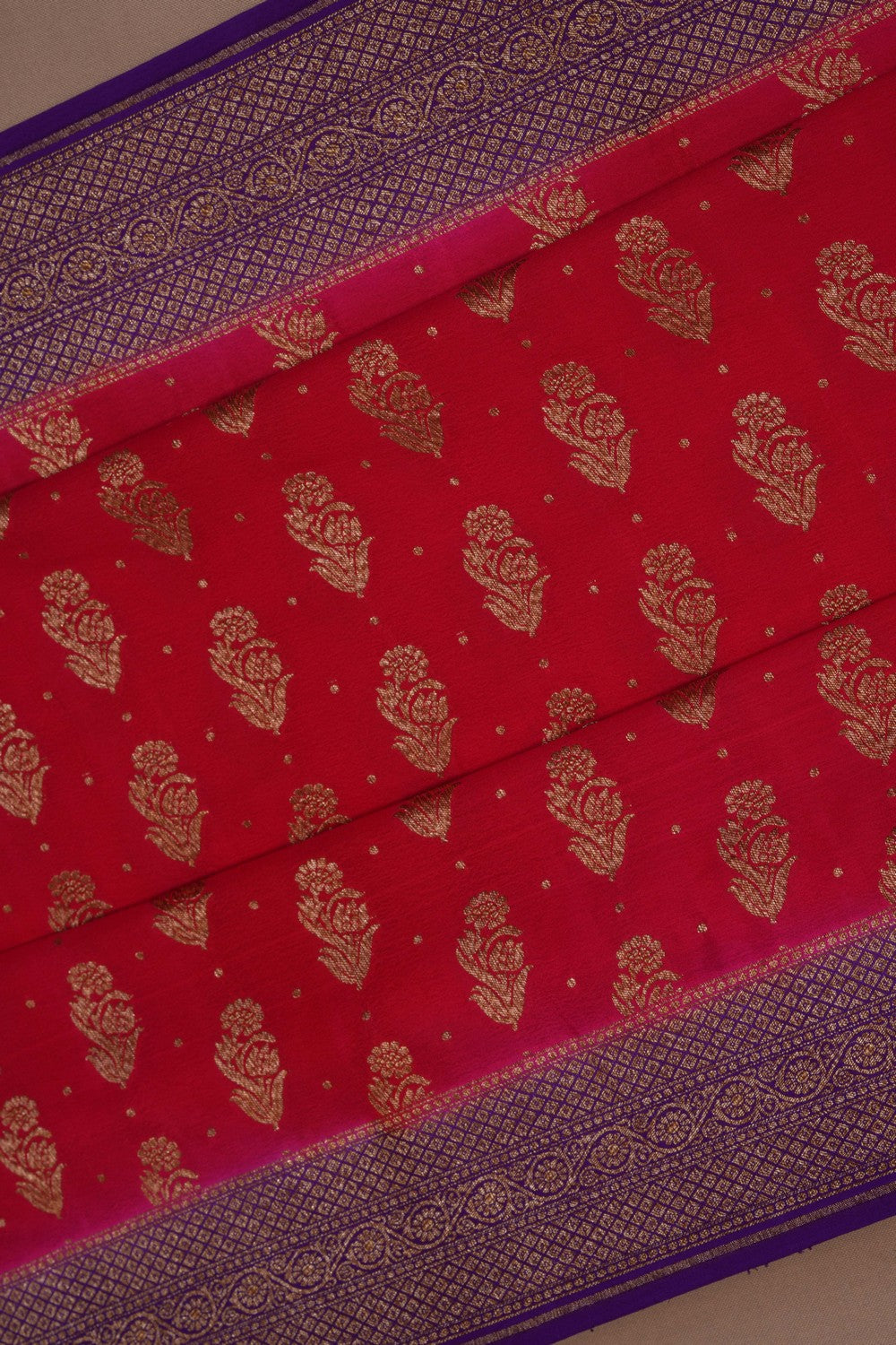 Banarasi Crepe Red Saree