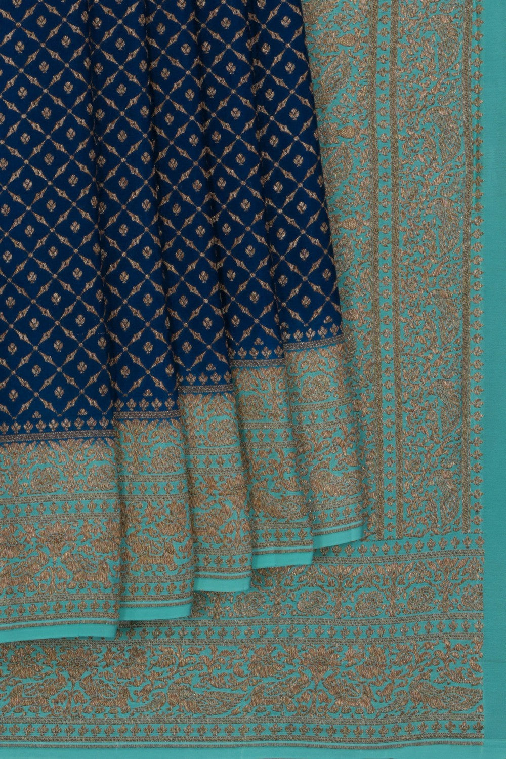 Image of Banarasi Crepe Navy Blue Saree