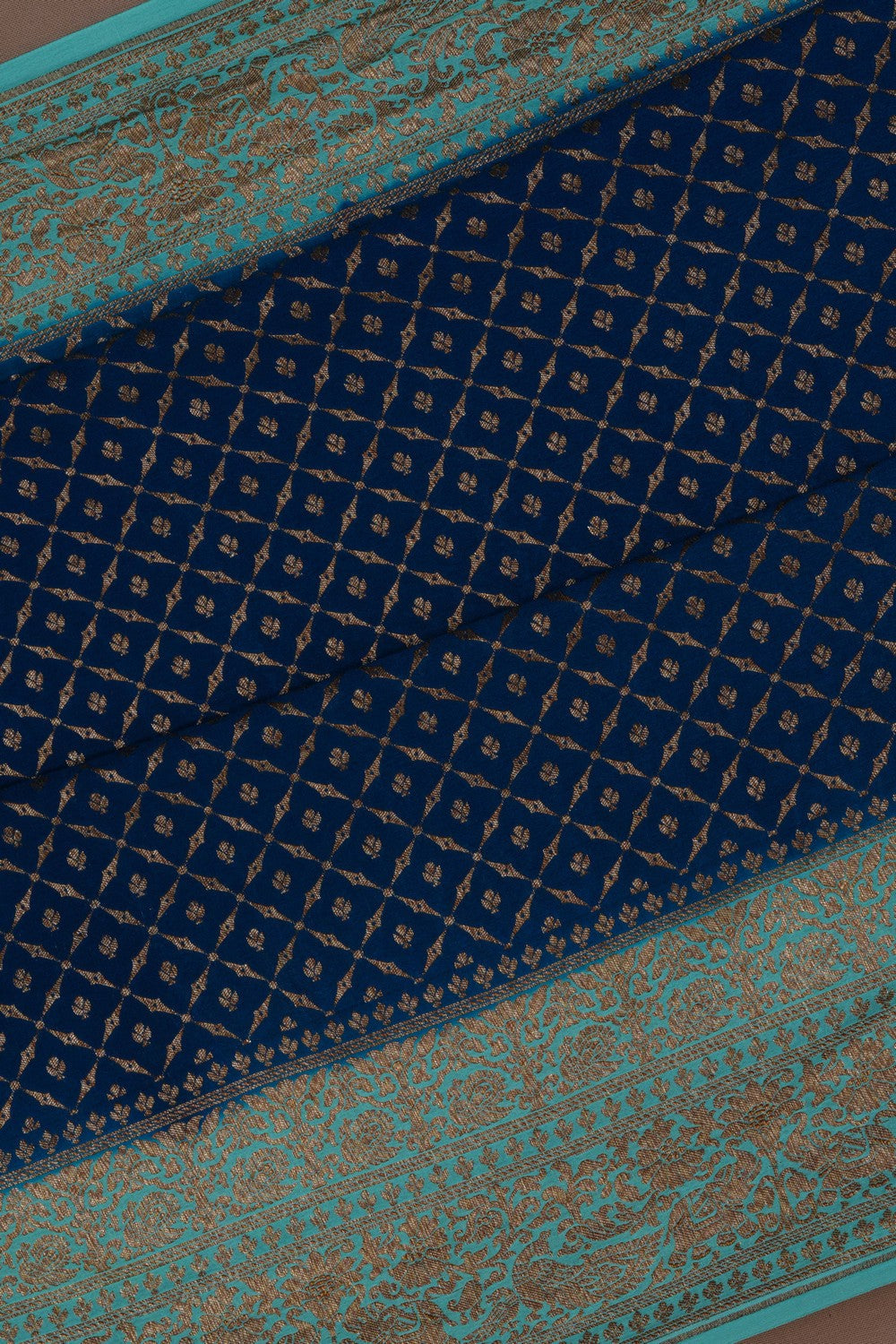 Image of Banarasi Crepe Navy Blue Saree