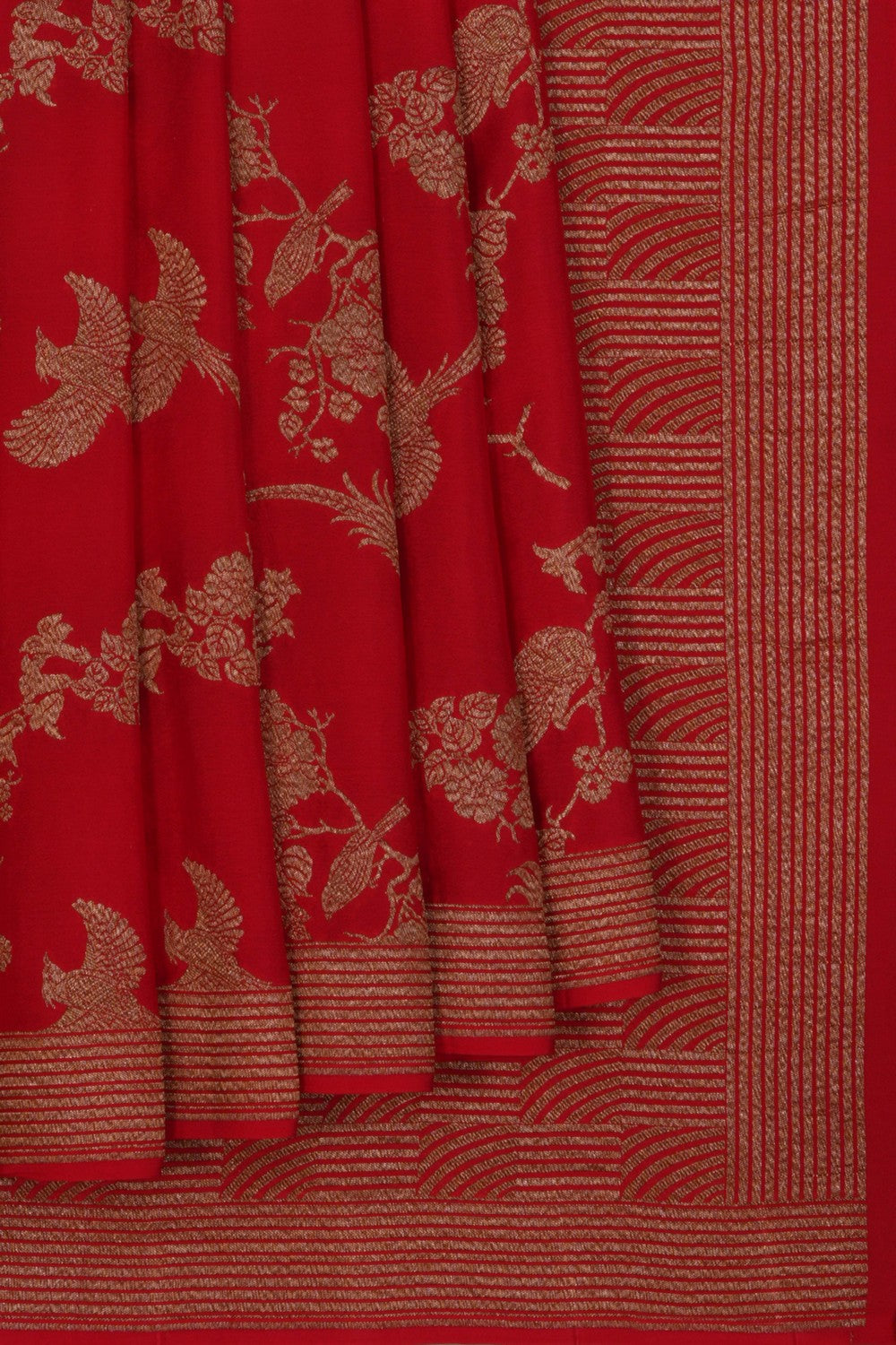 Banarasi Crepe Red Saree