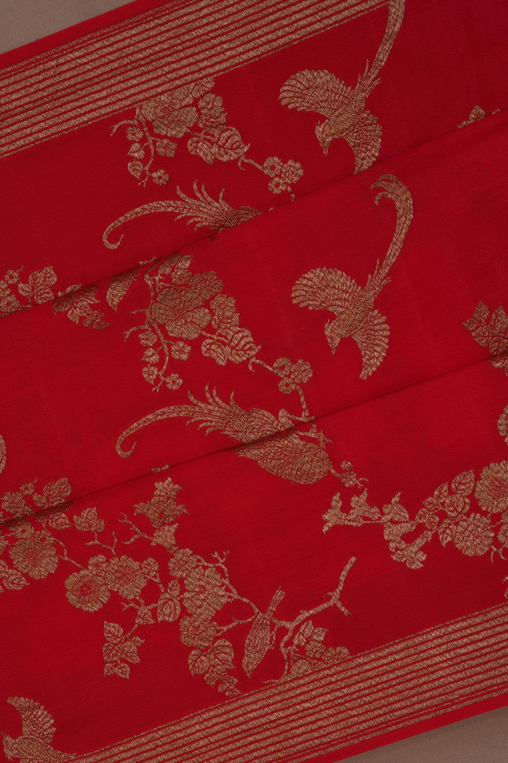 Banarasi Crepe Red Saree