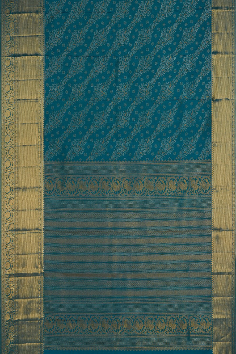 Kanchipattu Brocade Teal Blue Saree