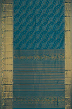 Image of Kanchipattu Brocade Teal Blue Saree