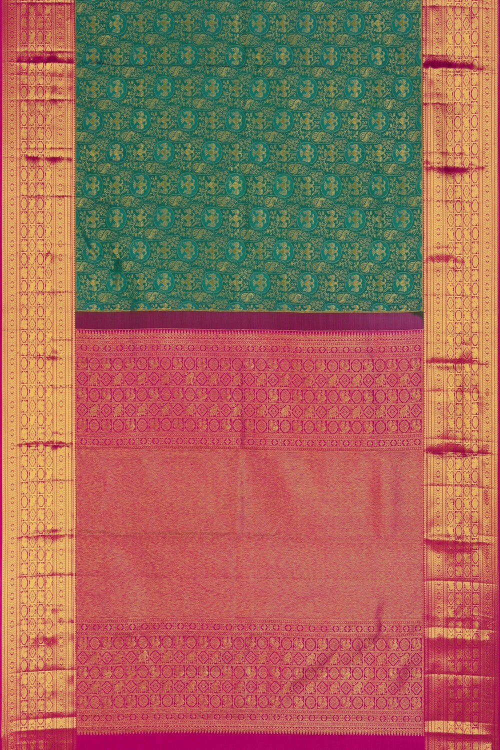 Image of Kanchipattu Brocade Teal Green Saree