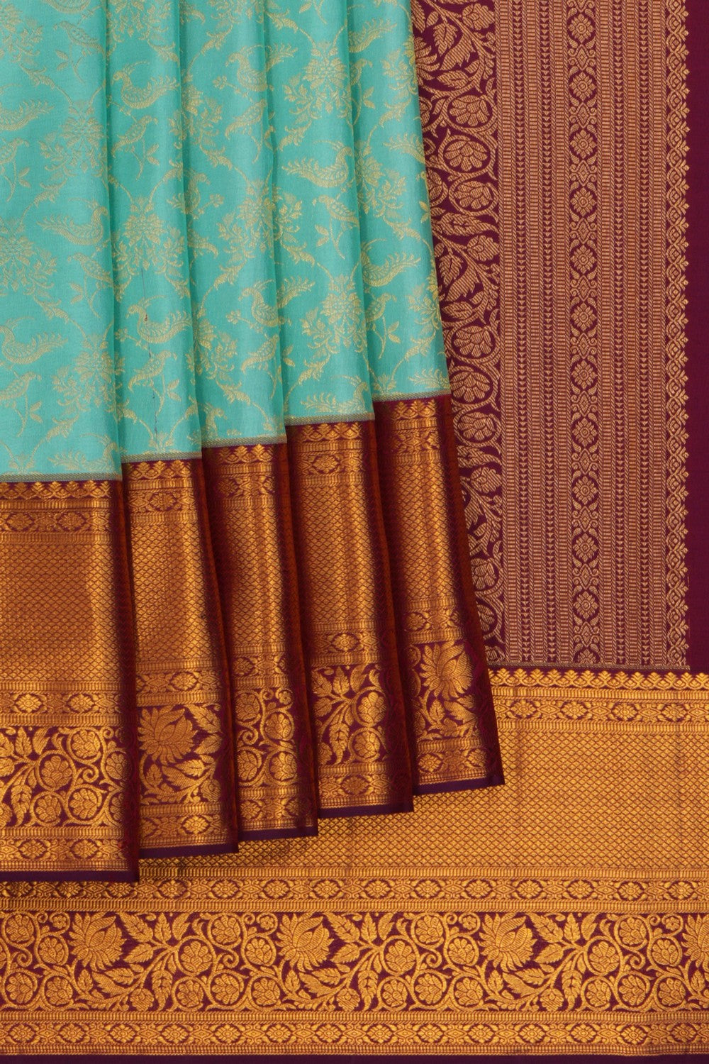 Image of Kanchipattu Brocade Turquoise Blue Saree