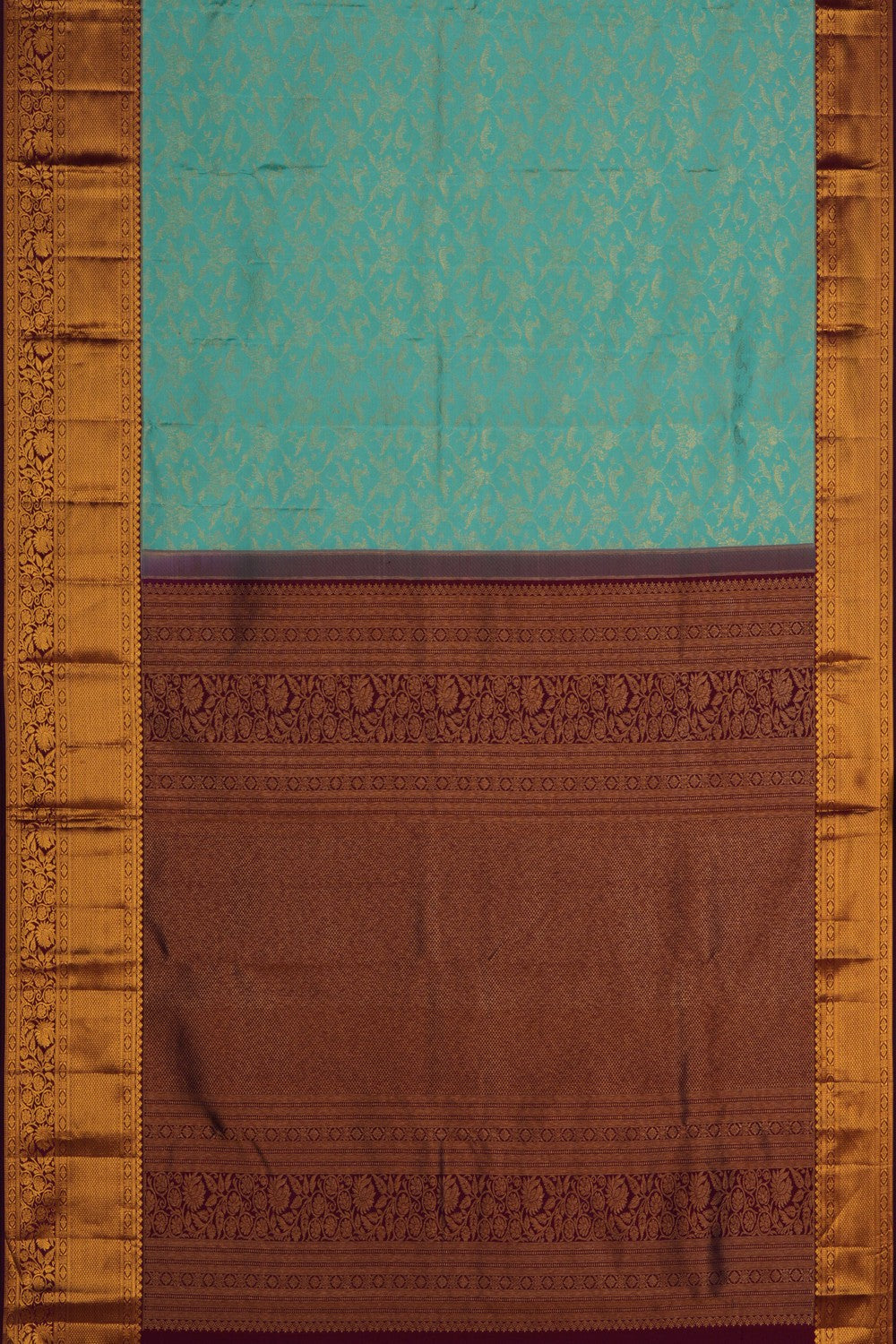 Image of Kanchipattu Brocade Turquoise Blue Saree