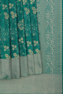 Image of Kanchipattu Brocade Teal Green Saree