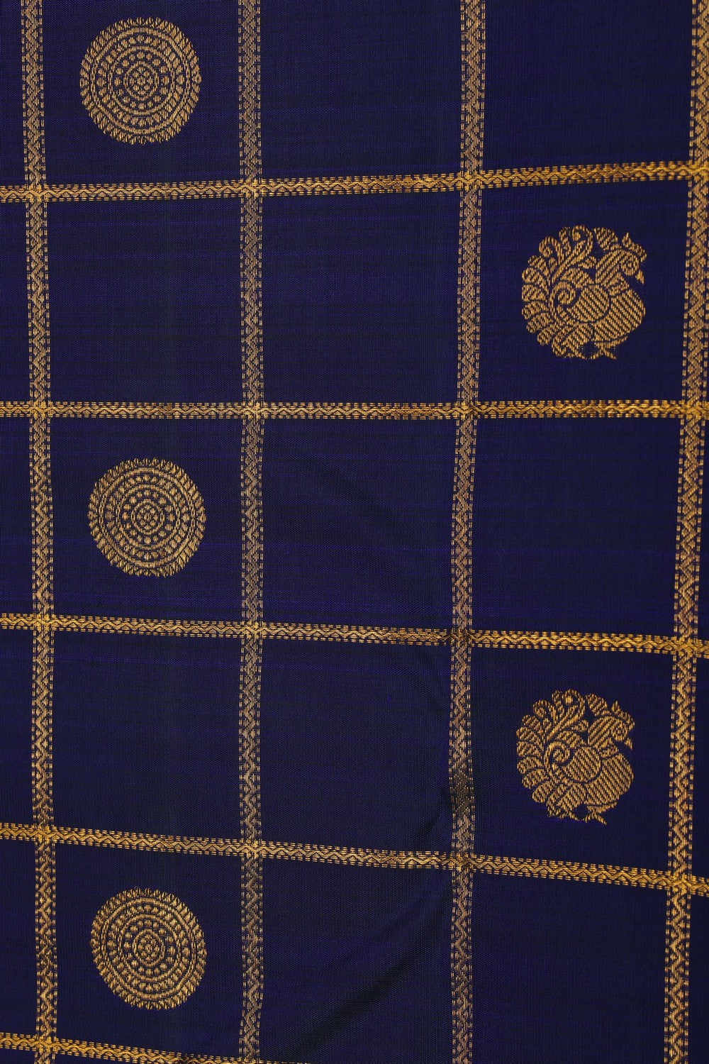 Image of Arani Silk Kattam Peacock Blue Saree