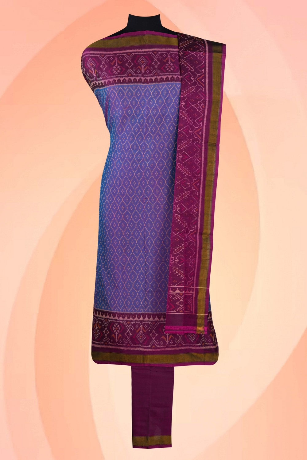 Image of Rajkot Patola Silk Unstitched Suit With Dupatta (3 Pcs Set)