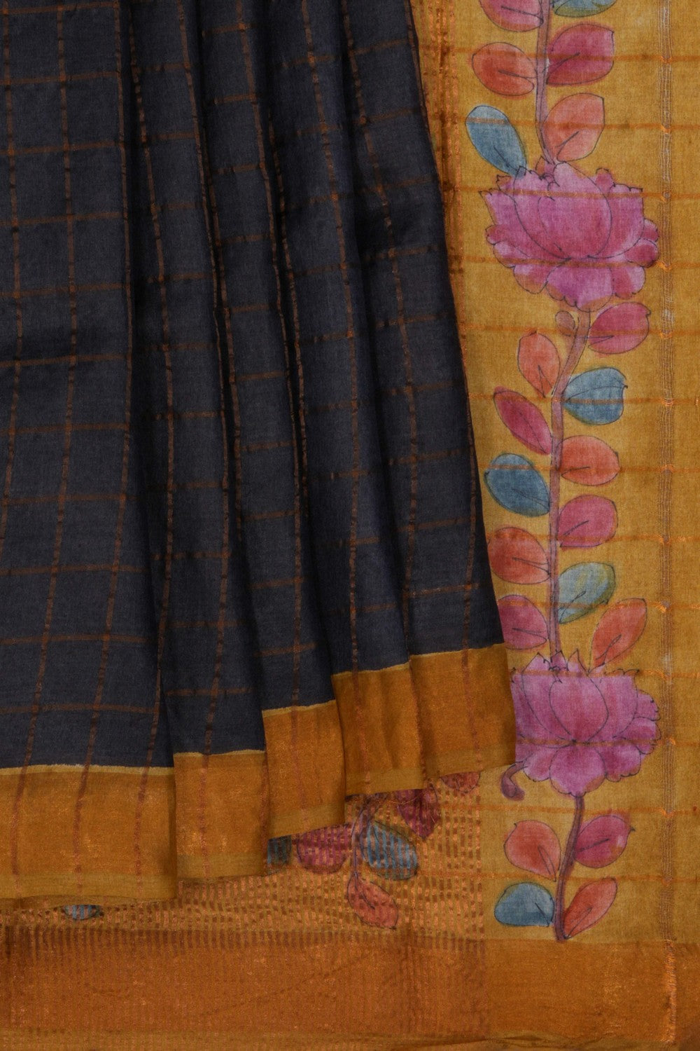 A Tussar Black Saree