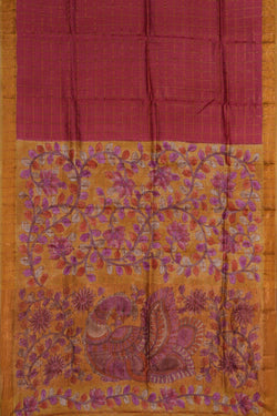 Image of A Tussar Red Saree