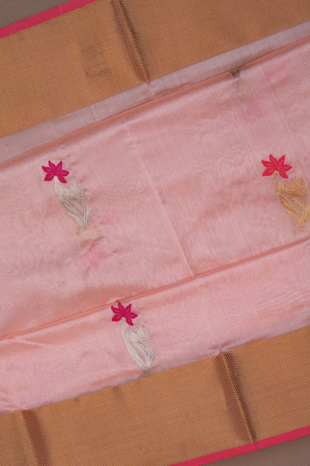 Image of Chanderi Silk Pink Saree