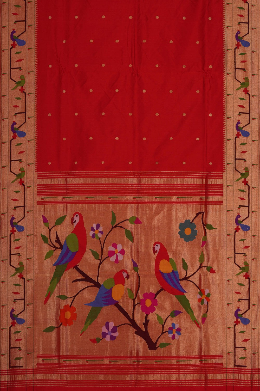 Paithani Red Saree