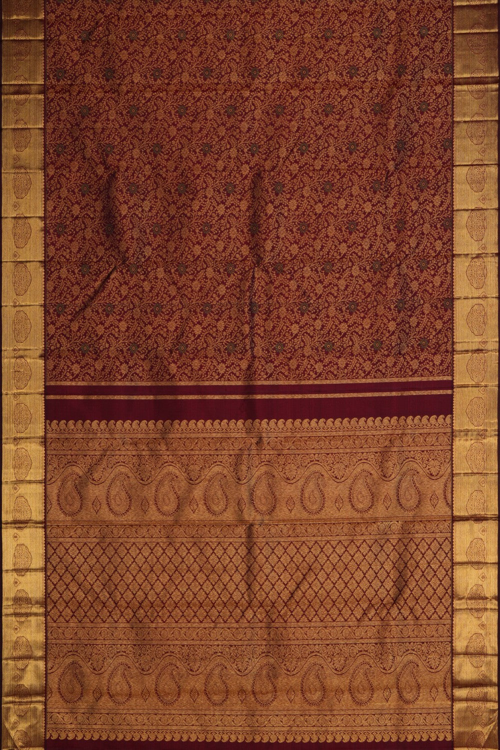 Image of Kanchipuram Silk Maroon Saree