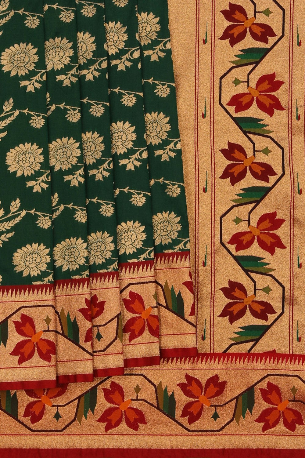 Image of Banarasi Katan Silk Green Saree