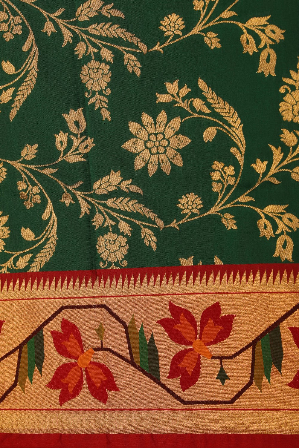 Image of Banarasi Katan Silk Green Saree