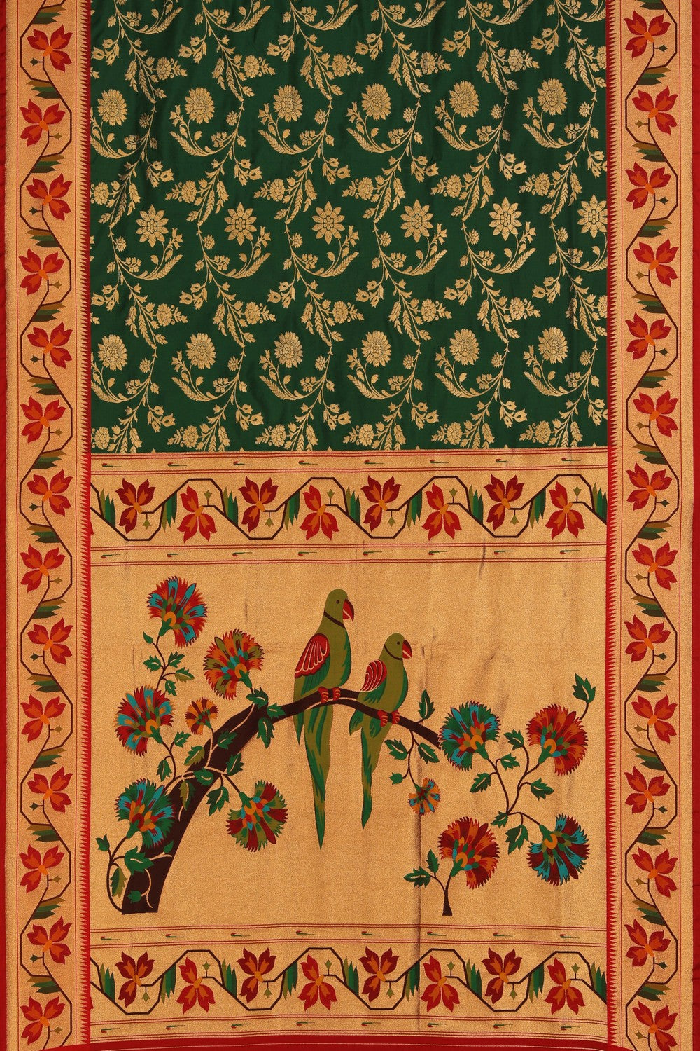 Image of Banarasi Katan Silk Green Saree