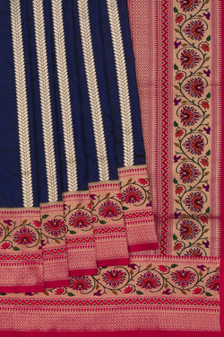 Image of Banarasi Katan Silk Navy Blue Saree