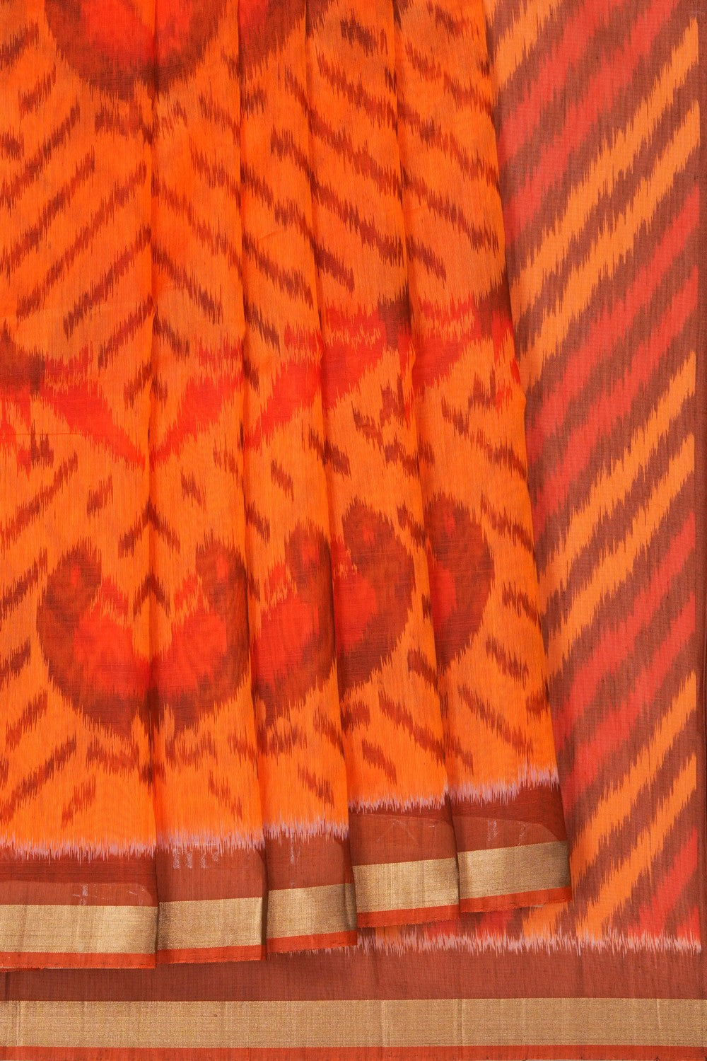 Image of South Silk-Cotton Ikat Fusion Saree