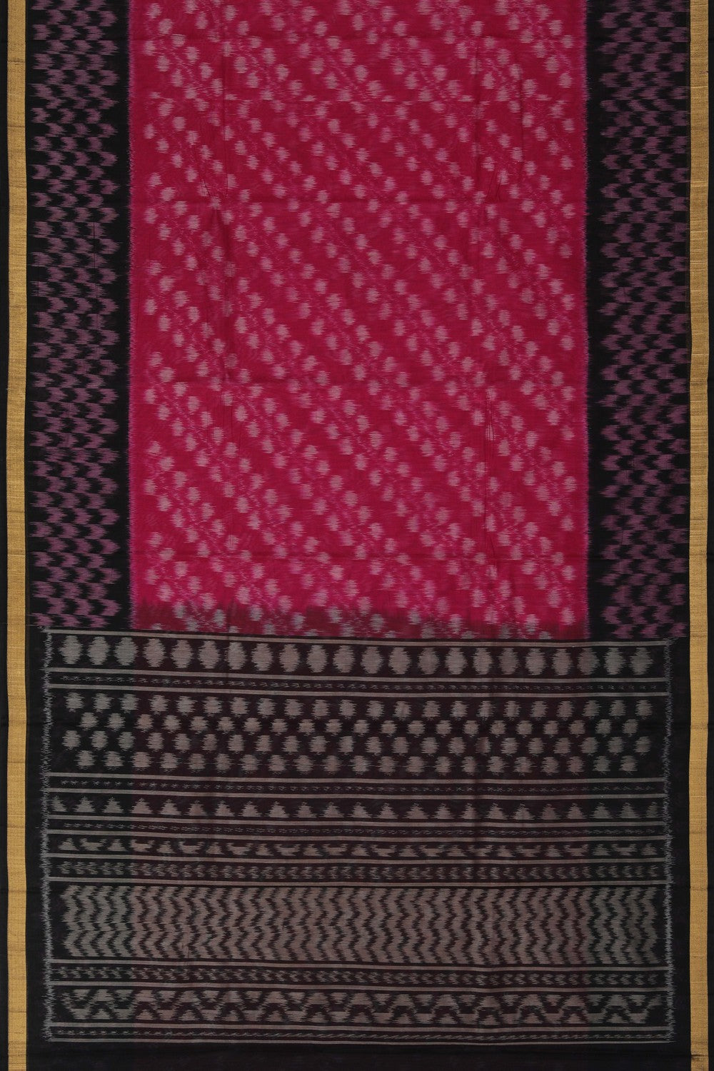 Image of South Silk-Cotton Ikat Fusion Saree