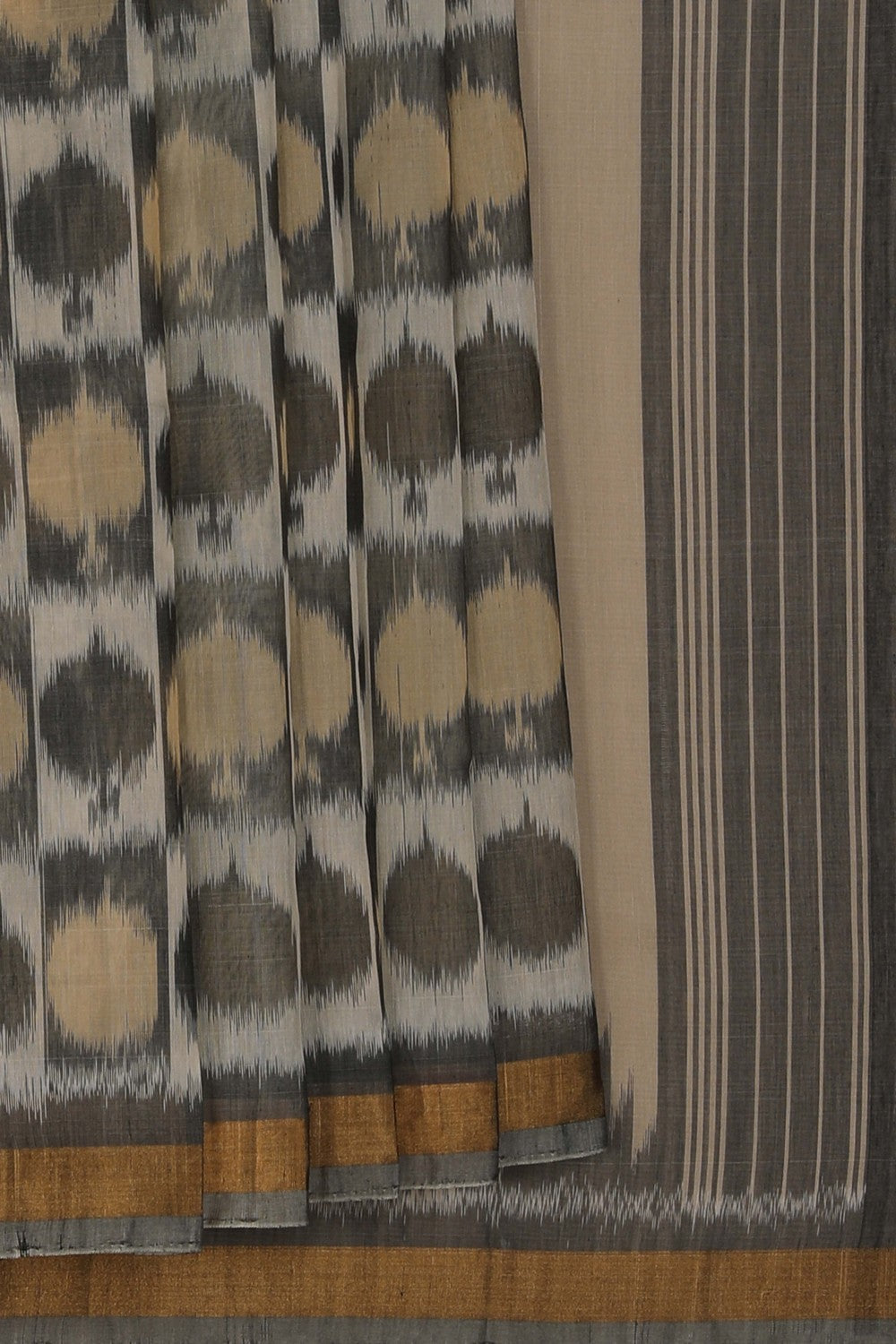 Image of Ikat Cotton-Silk Grey Saree