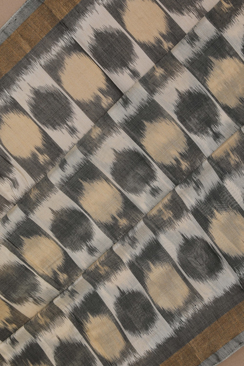 Image of Ikat Cotton-Silk Grey Saree