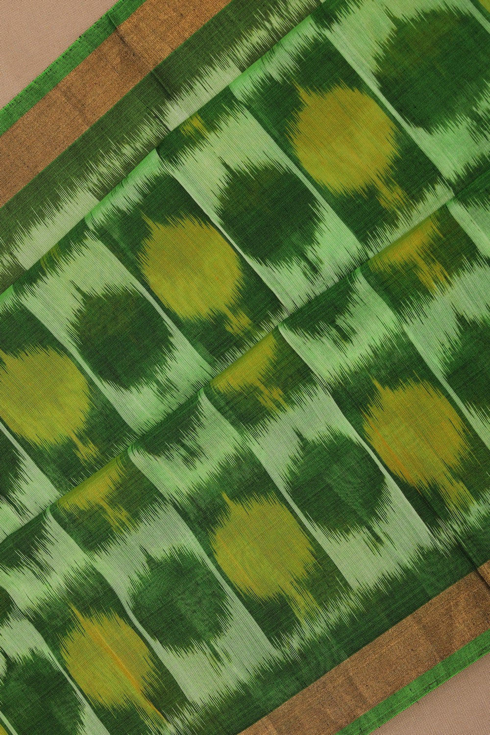 Ikat Cotton-Silk Green Saree