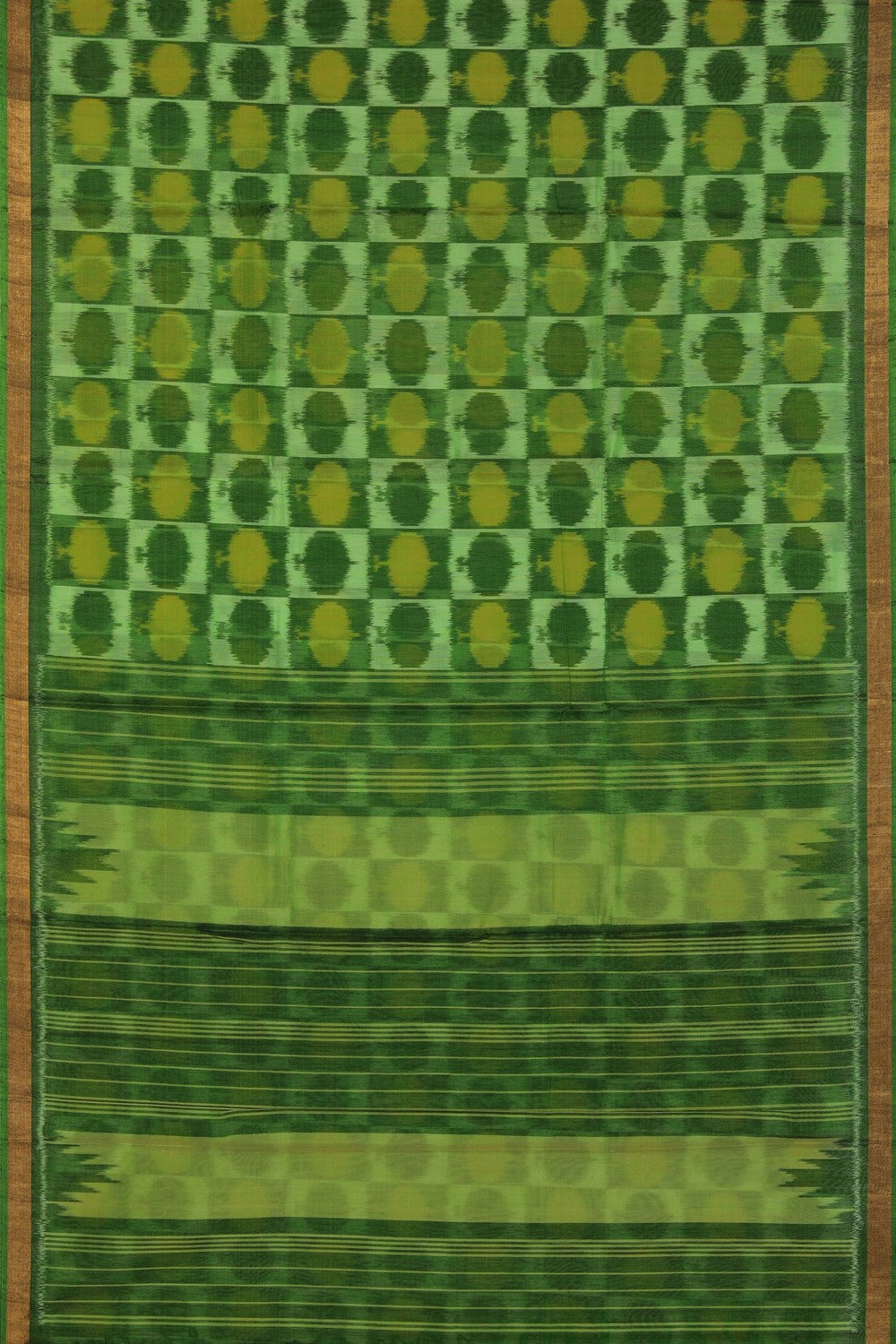 Ikat Cotton-Silk Green Saree