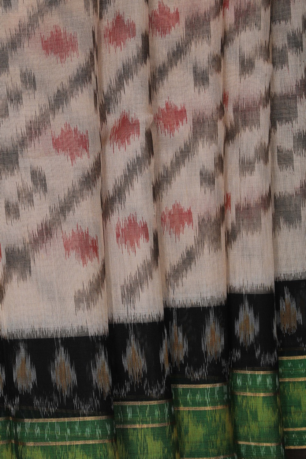Image of South Silk-Cotton Ikat Fusion Saree