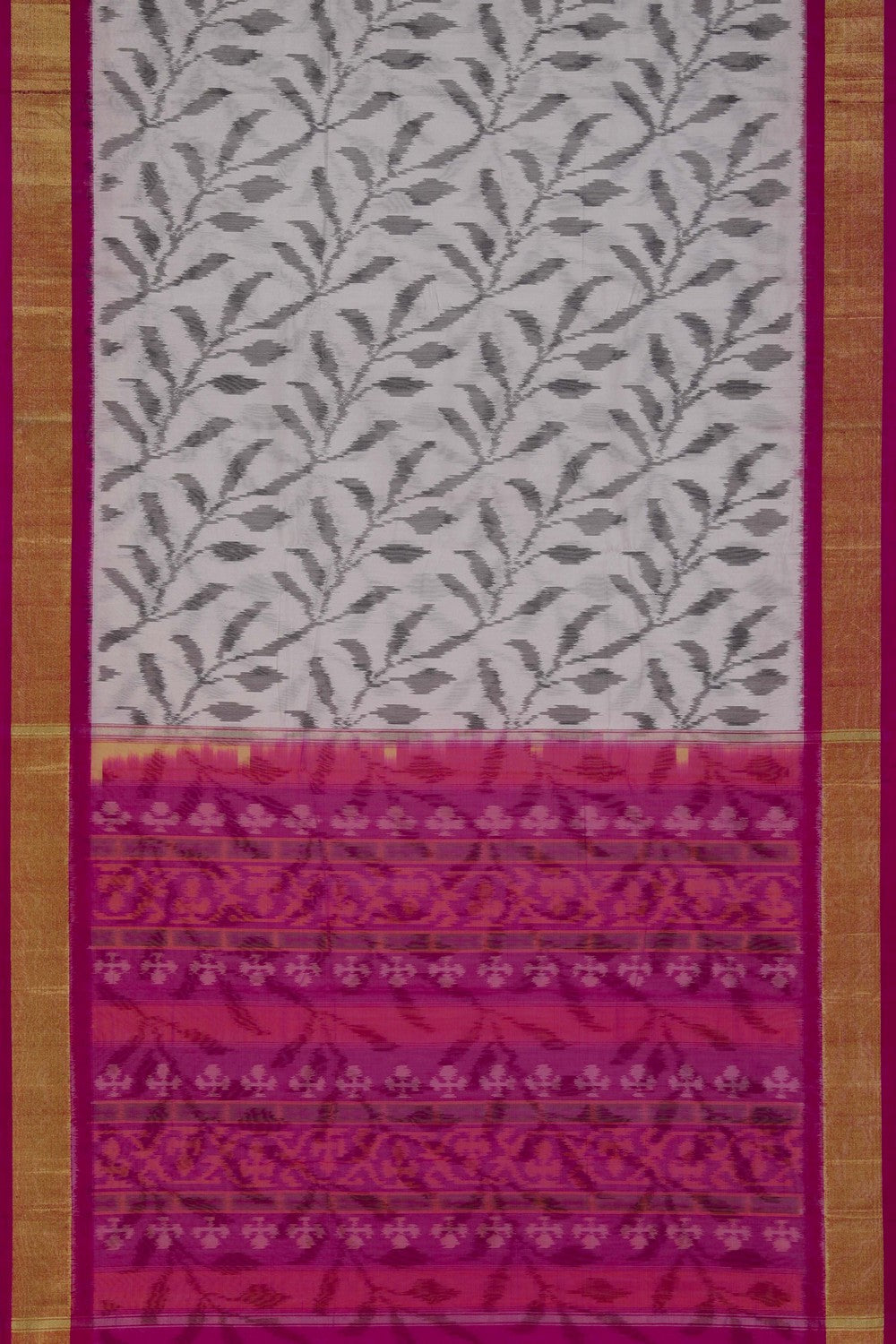 Ikat Cotton-Silk White Saree