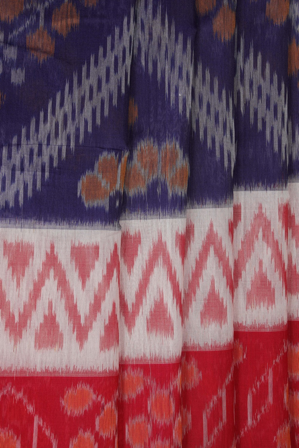 Image of South Silk-Cotton Ikat Fusion Saree