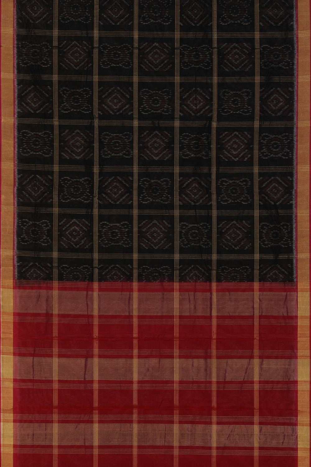 Ikat Cotton-Silk Black Saree