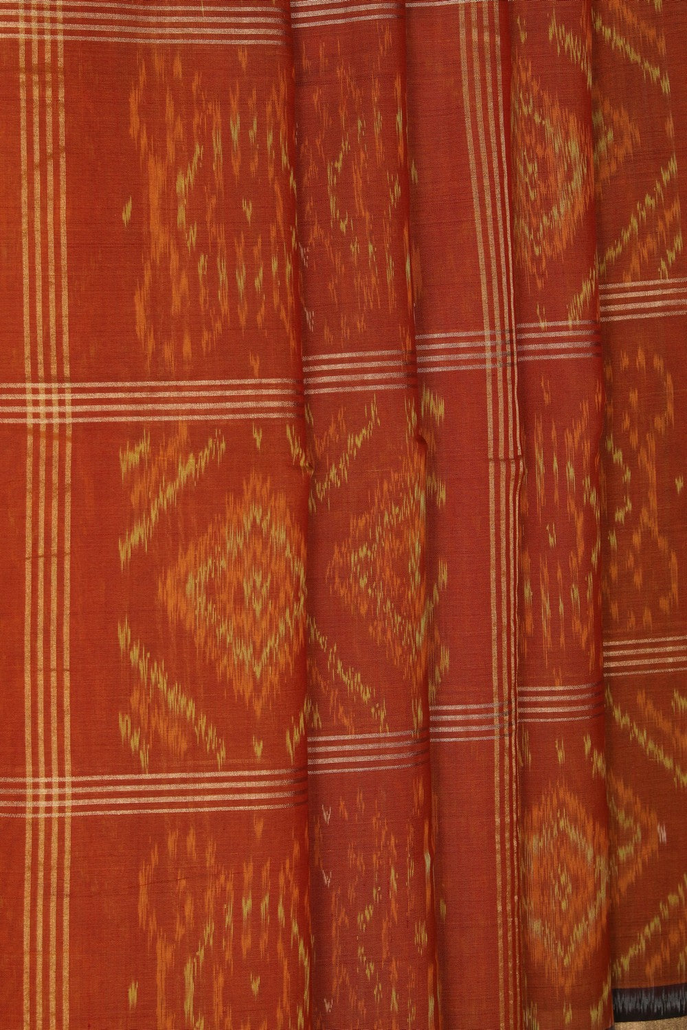 Image of South Silk-Cotton Ikat Fusion Saree