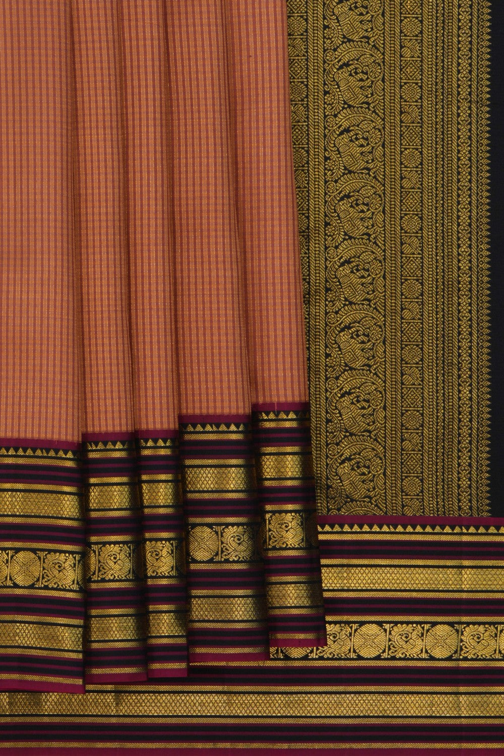 Image of Kanchipuram Silk Peach Saree
