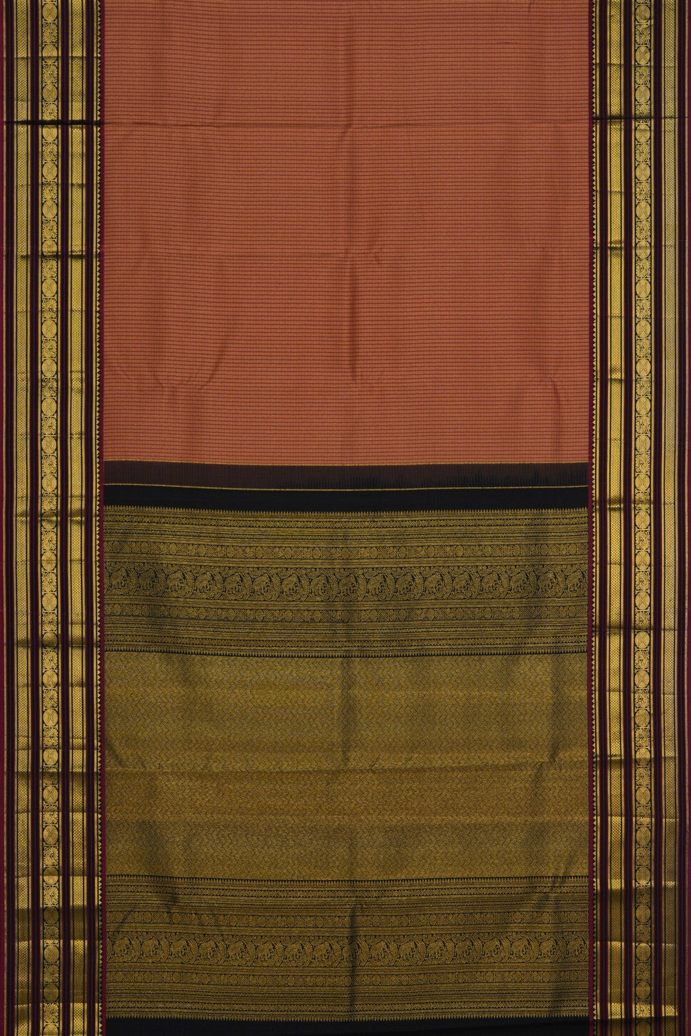 Image of Kanchipuram Silk Peach Saree