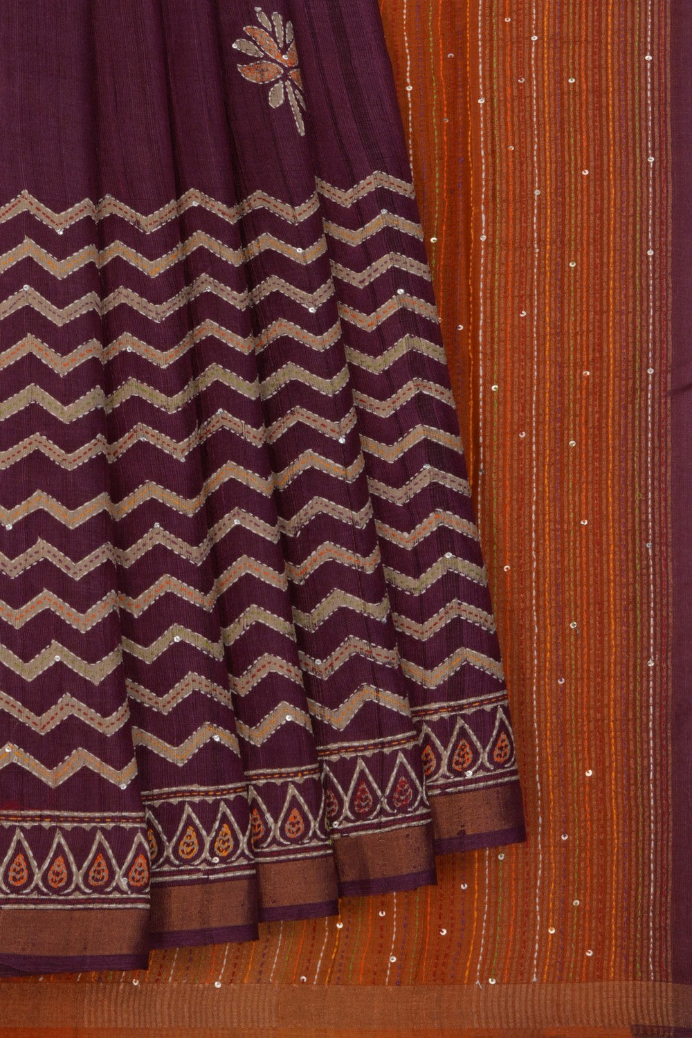 A Tussar Embroidery Saree