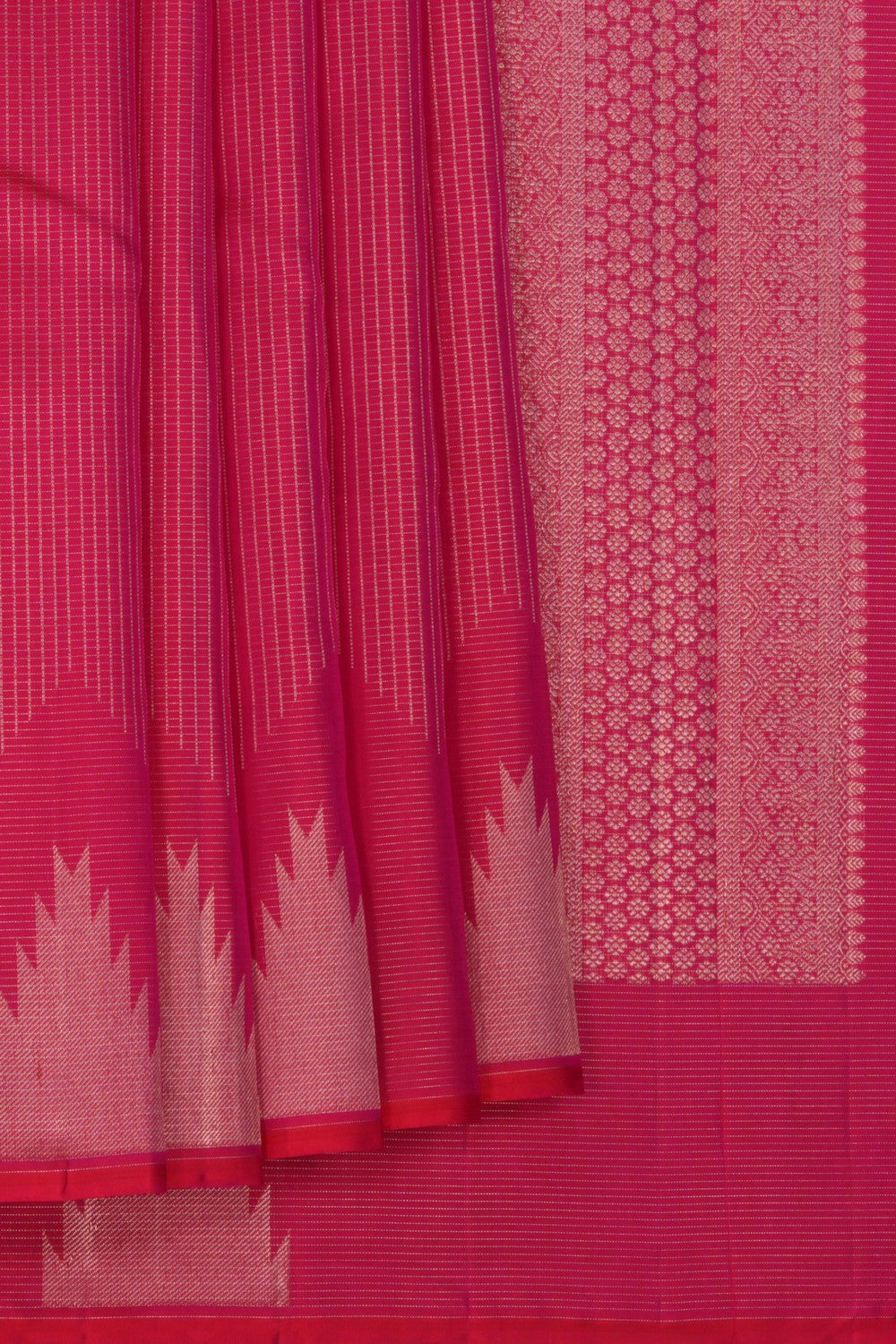 Image of Kanchipuram Silk Kattam Pink Saree