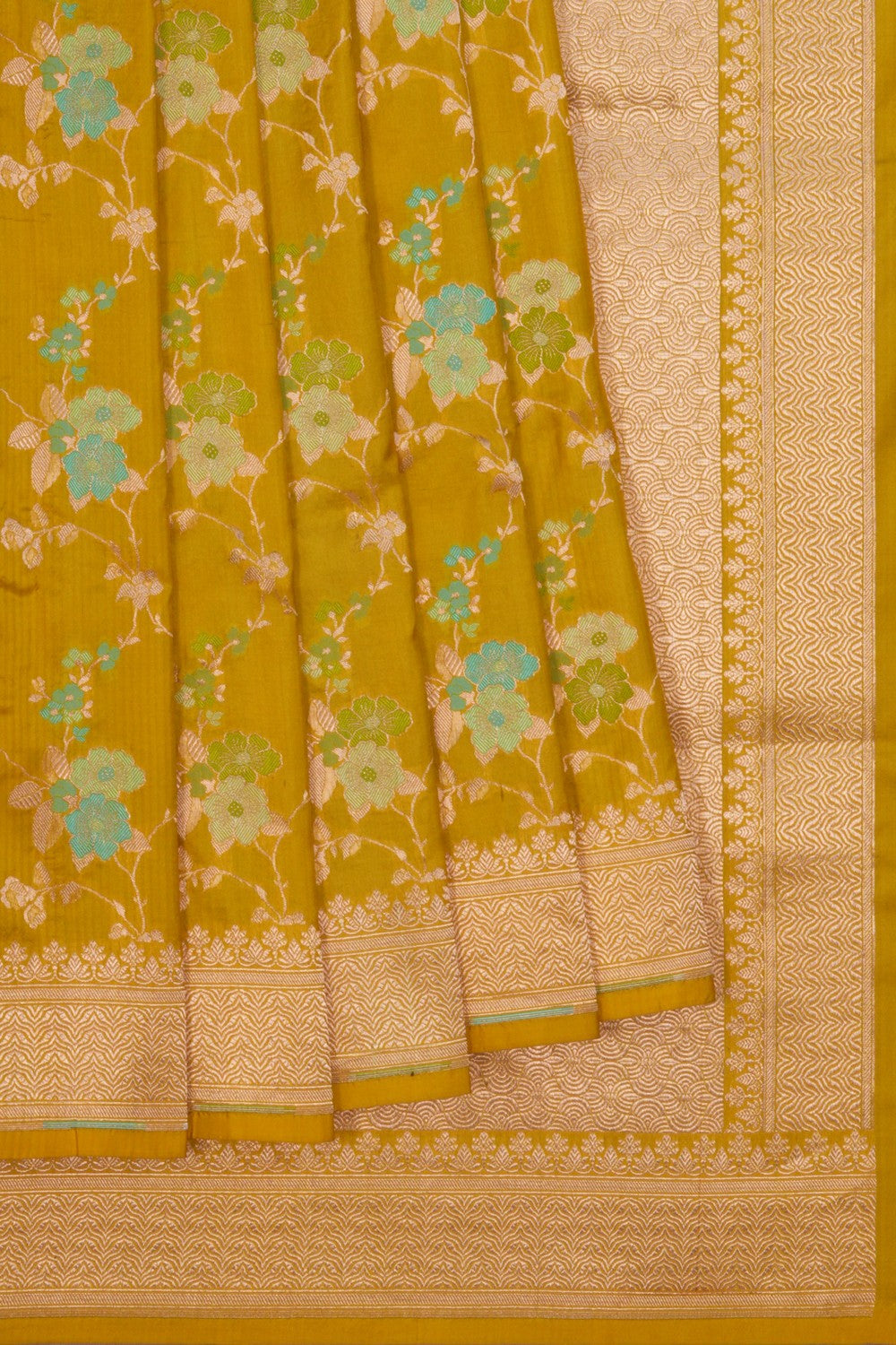 Image of Banarasi Katan Silk Spring Yellow Saree