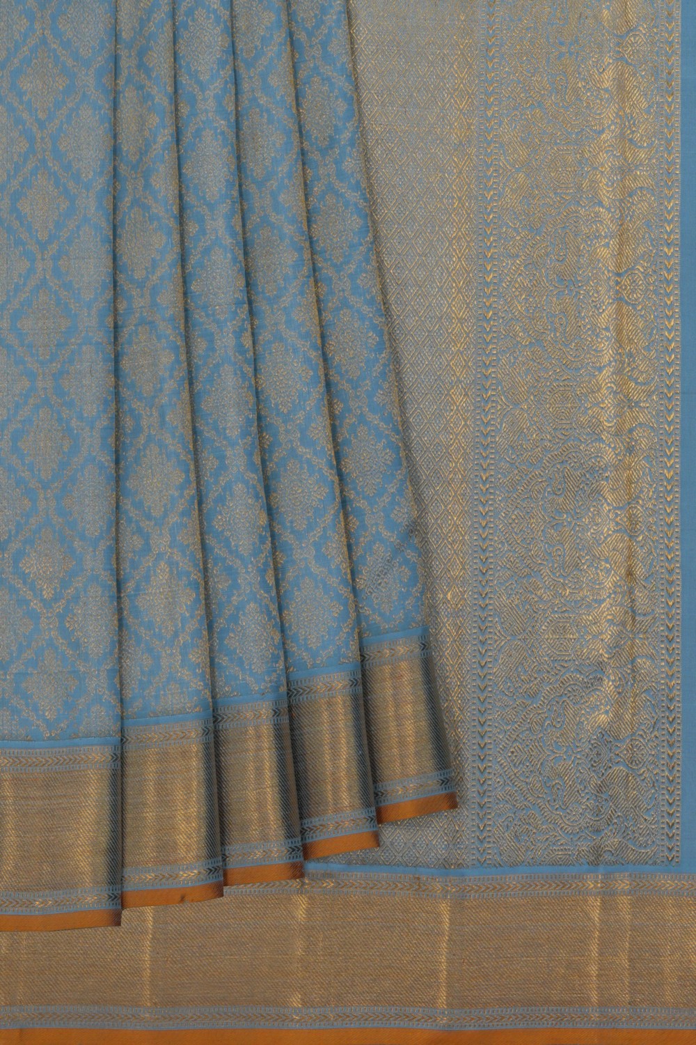 Image of Kanchipuram Silk Ice Blue Saree
