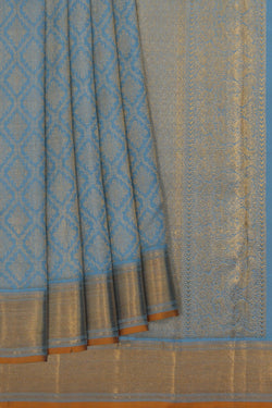 Image of Kanchipuram Silk Ice Blue Saree