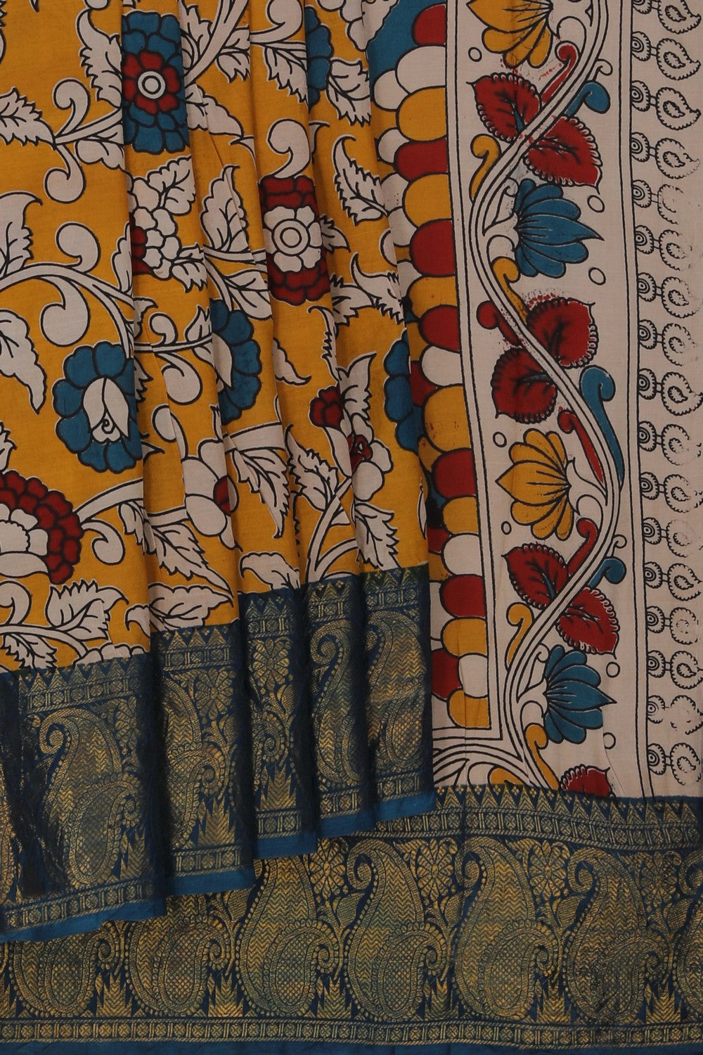 Image of Mangalgiri Ikat Silk Mustard Saree