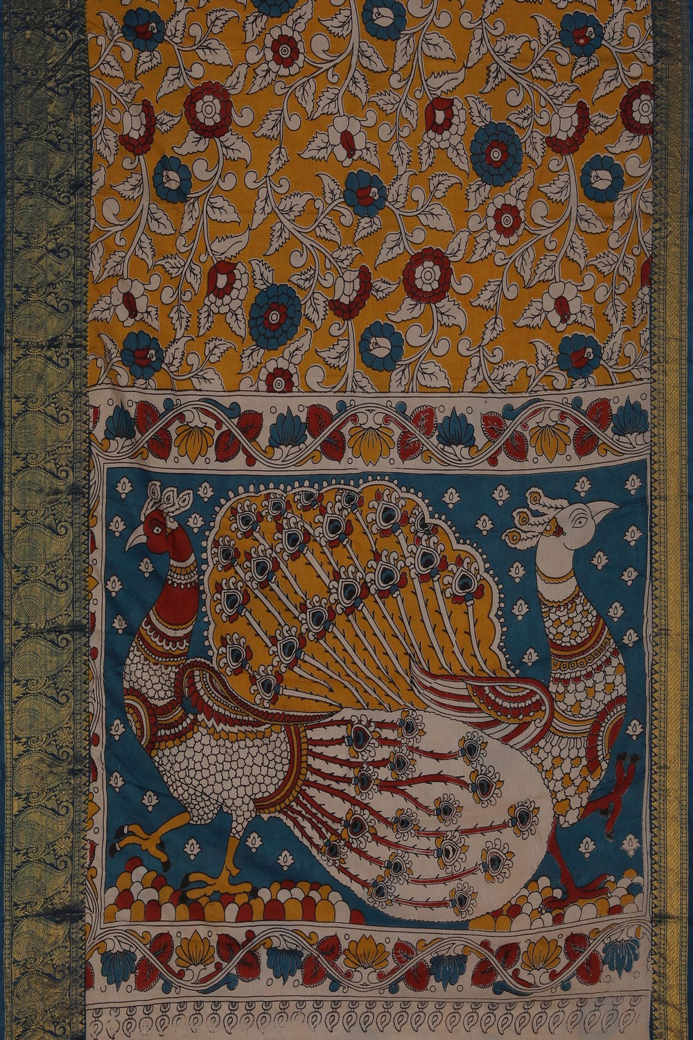 Image of Mangalgiri Ikat Silk Mustard Saree