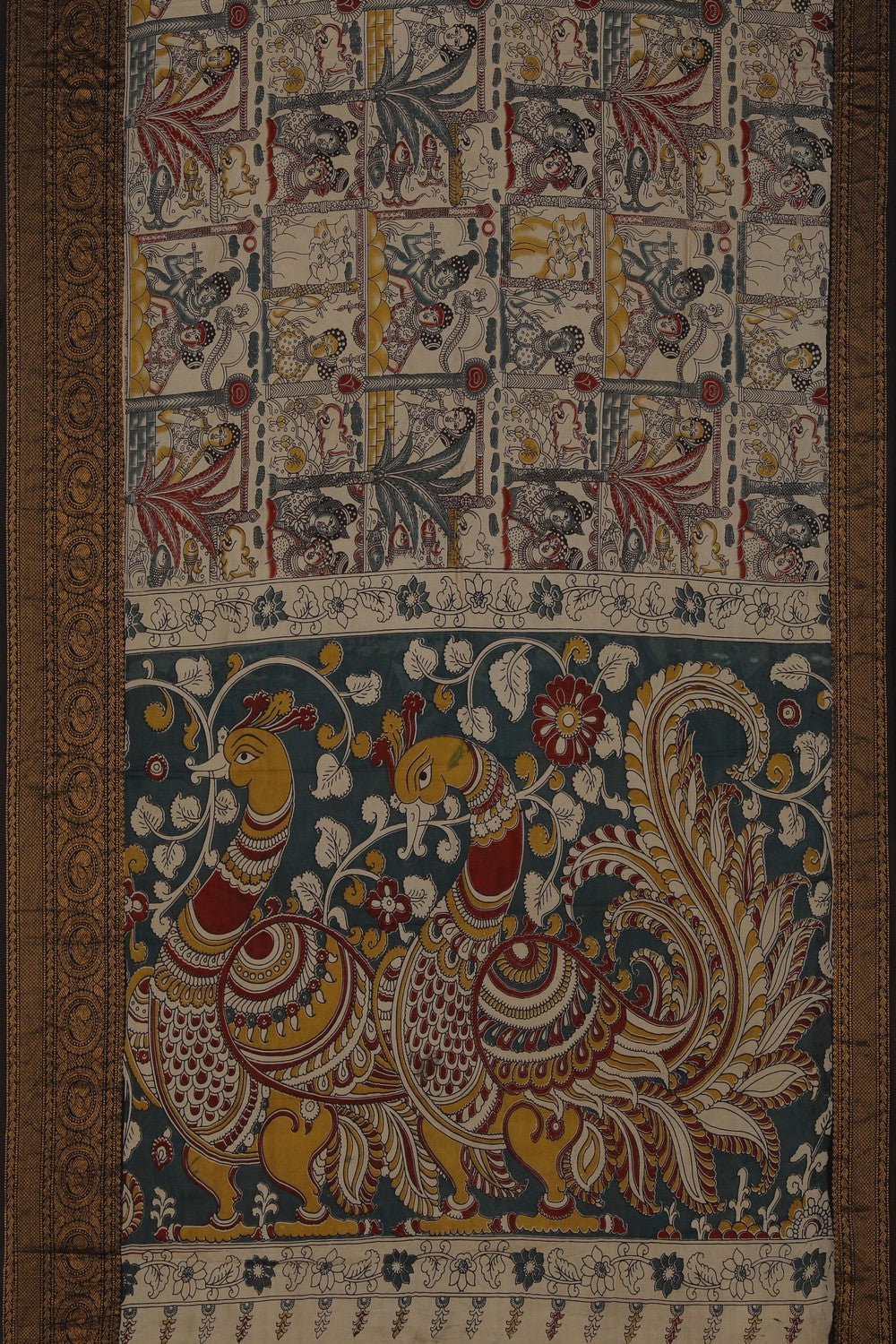 Image of Mangalgiri Ikat Silk Beige Saree