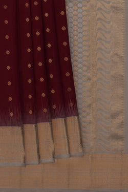 Image of South Silk Caramel Maroon Saree